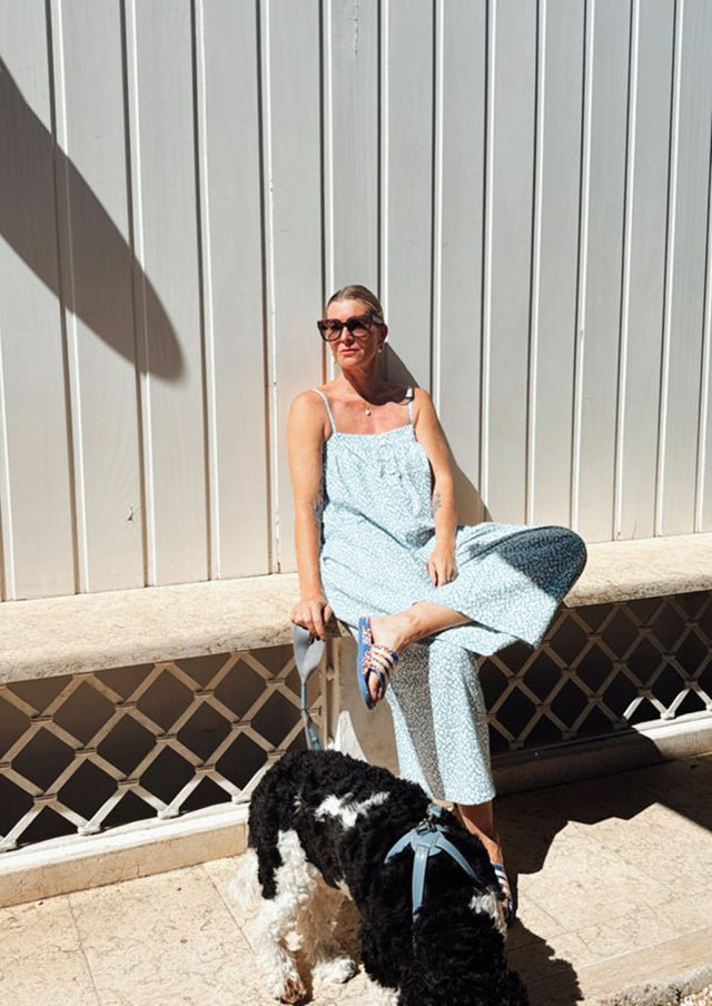 Blue leaf jumpsuit - AndBloom