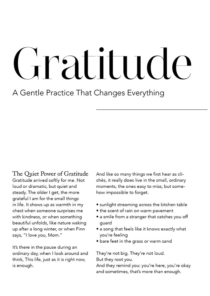 Gratitude section in The Guide – journaling prompts encouraging women 40+ to reflect with confidence and positivity