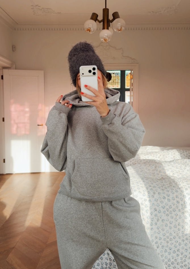 AndBloom - Classic Hoodie - Grey Hoodie  - Dee wearing the hoodie