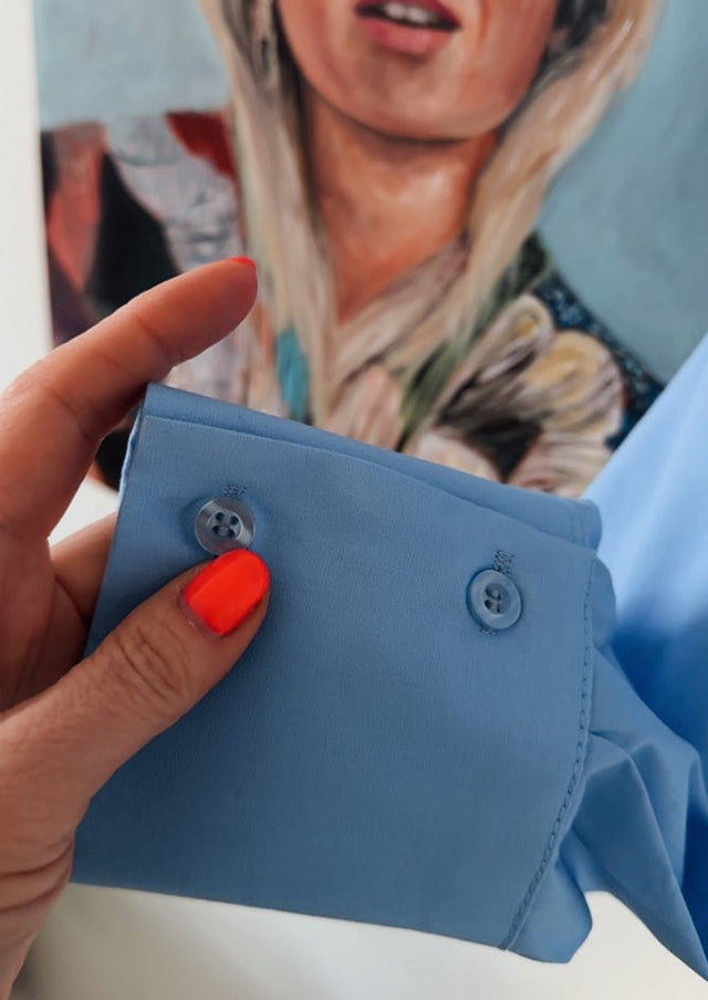 AndBloom - Grace - Blue Blouse - Detailed view of sleeve