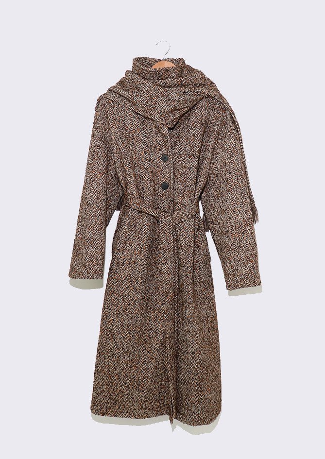 AndBloom Knot & Button Coat Brown for Women 00000252-C07
