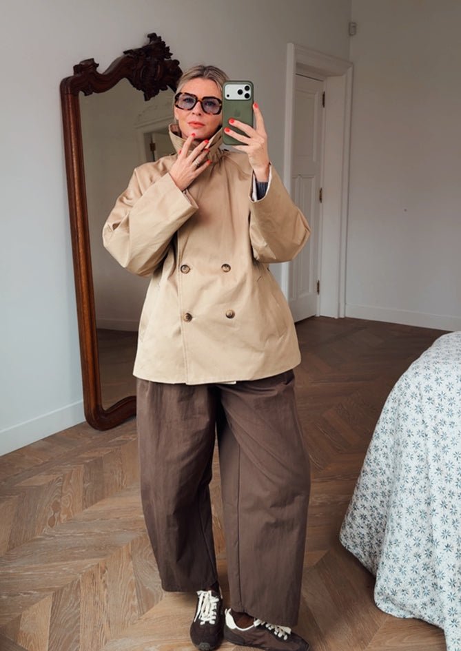 AndBloom - The Path - Beige Trench Coat for women - Dee wearing the coat