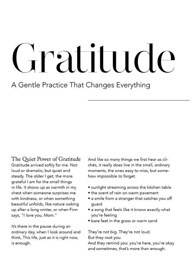 Gratitude section in The Guide – journaling prompts encouraging women 40+ to reflect with confidence and positivity