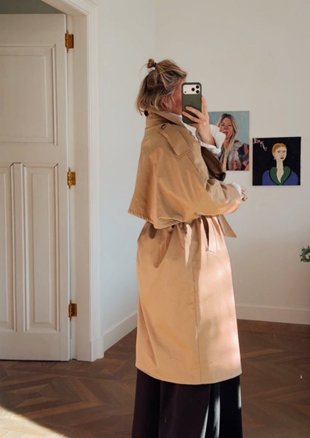 AndBloom - Timeless Form - Beige Cotton Trench Coat - Side view