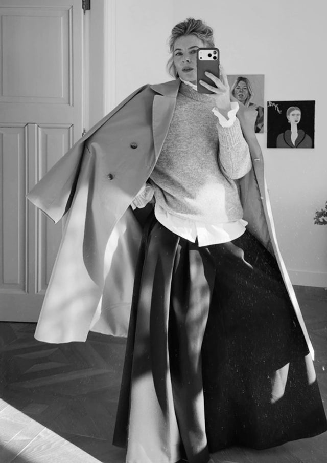 AndBloom - Timeless Form - Beige Cotton Trench Coat - Dee wearing the coat