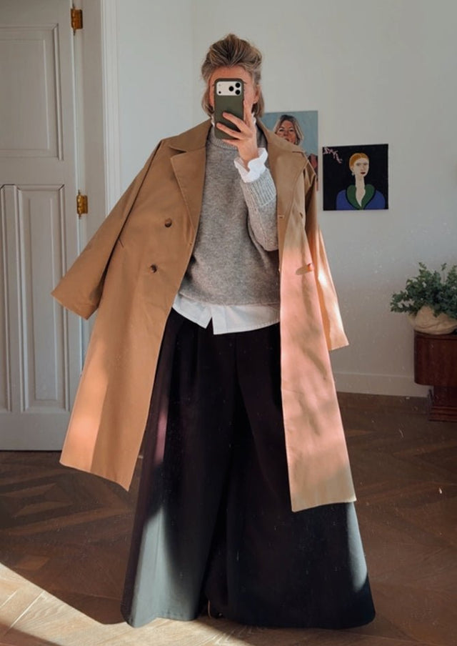 AndBloom - Timeless Form - Beige Cotton Trench Coat - Front view