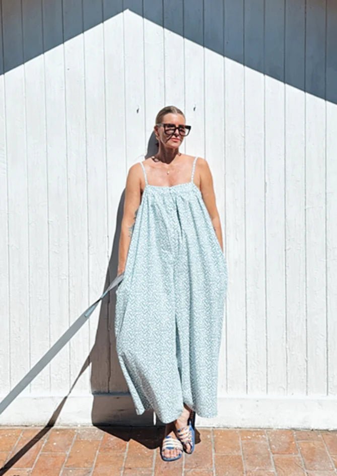 Blue leaf jumpsuit - AndBloom